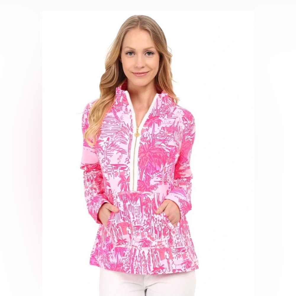 NWT Lilly Pulitzer Skipper Popover Quarter-Zip Pullover Top in Rule Breakers M